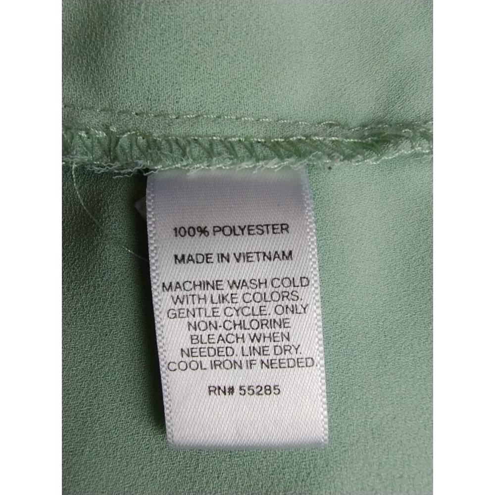 Express Sage Green Button Up Blouse Roll Tap Sleeve Lightweight Elevated Basic - Picture 8 of 8